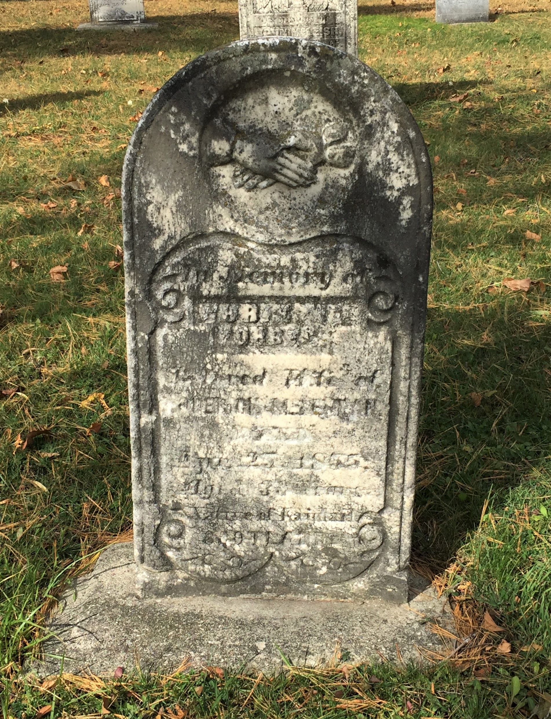 Photo of headstones/Christina Forbes d1855 hdstn Queen Hill cem Kincardine ON